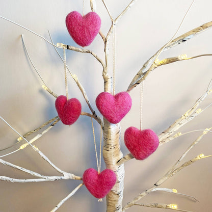 Felt Heart Ornament Singles Pink