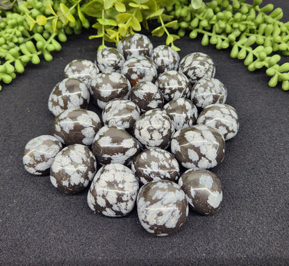 Snowflake Obsidian Tumbled Stone for Persistence in Difficult Times (+ Dirty Witch pouch!)