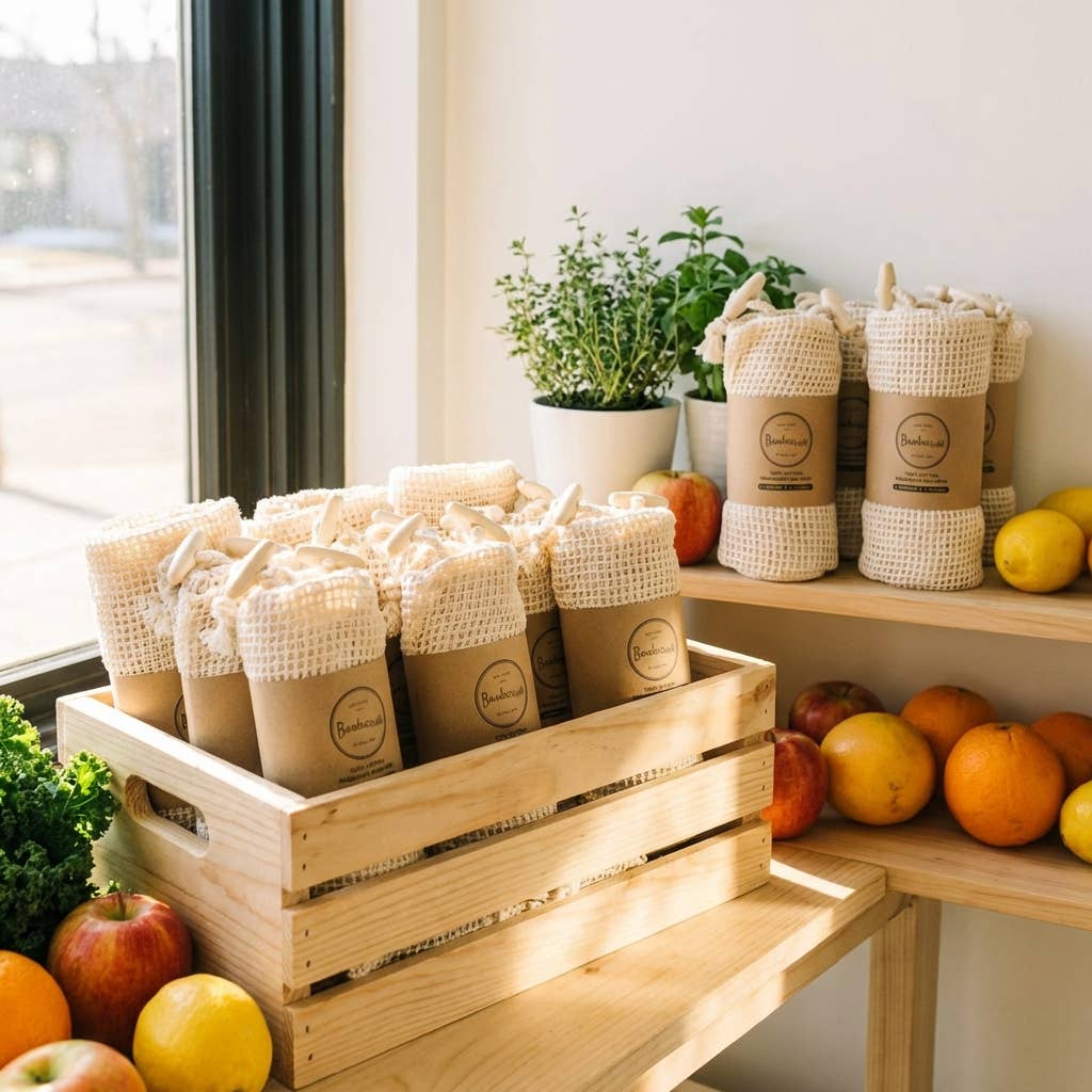 2 Pack Organic Cotton Mesh Produce Bags | Farmer’s Market | Zero Waste
