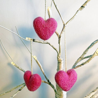 Felt Heart Ornament Singles Pink