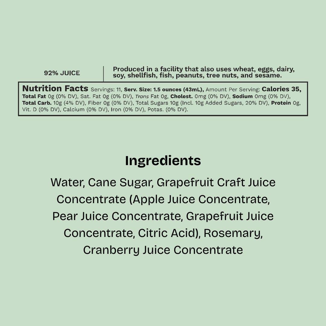 Grapefruit & Rosemary Cocktail and Mocktail Mixer, 16 fl oz