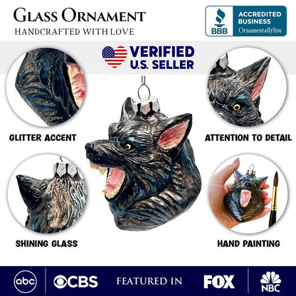Classic Werewolf Horror Theme Glass Ornament