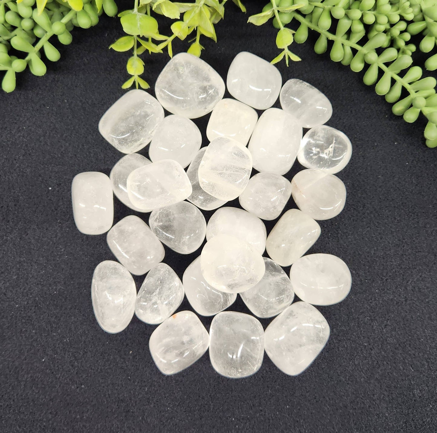 Clear Quartz Tumbled Stones for Clarity/Energy Healing (+ Dirty Witch pouch)