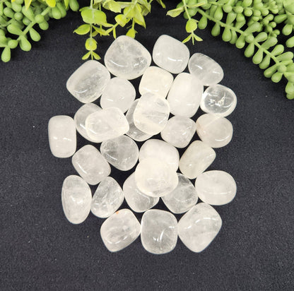 Clear Quartz Tumbled Stones for Clarity/Energy Healing (+ Dirty Witch pouch)