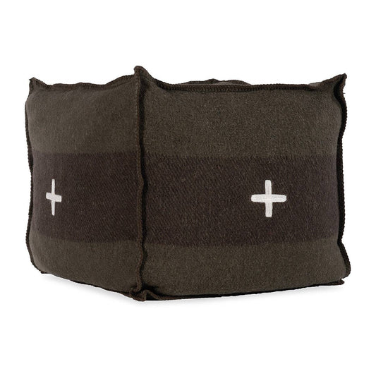 Swiss Army Pouf 18X18X18 Green/Brown