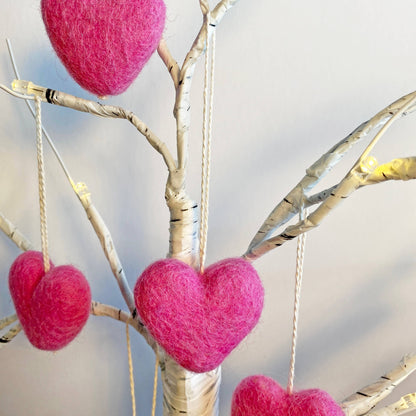 Felt Heart Ornament Singles Pink