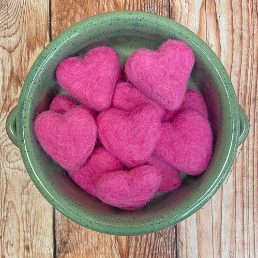 Felt Hearts Loose Pink