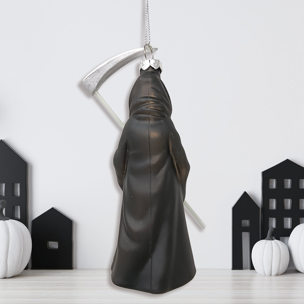 Grim Reaper Horror Glass Ornament, Spooky Halloween