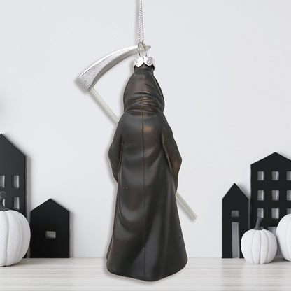 Grim Reaper Horror Glass Ornament, Spooky Halloween