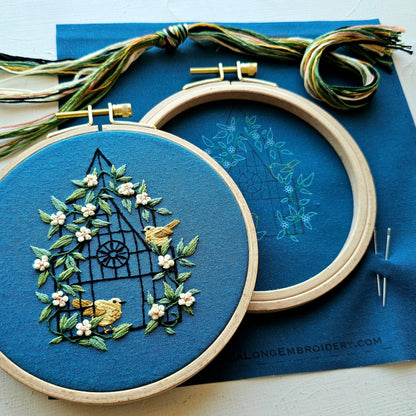 "Fly free" bird hand embroidery craft kit
