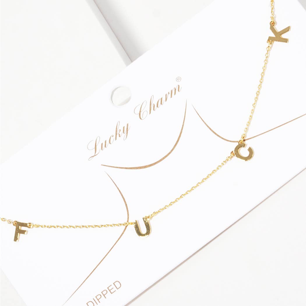 Gold-Dipped F-U Fashion Necklace