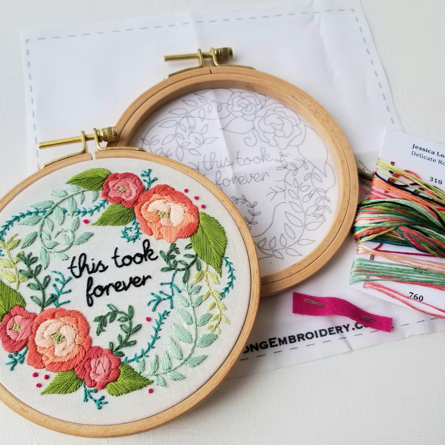 Delicate Roses “This Took Forever” Beginner Embroidery Kit