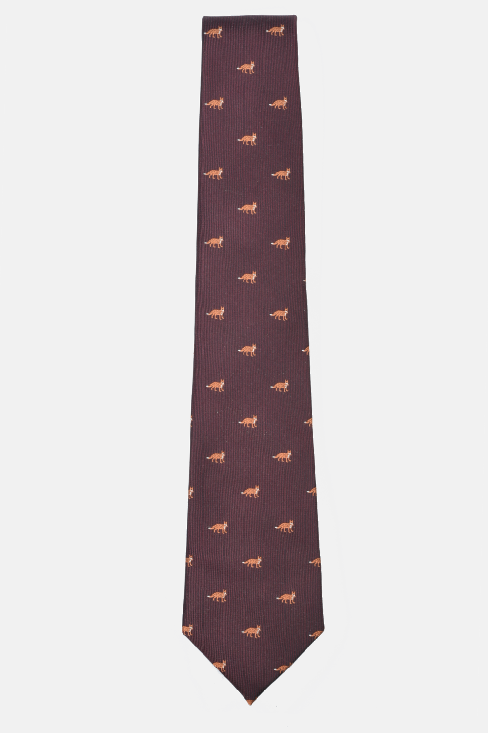 Burgundy Fox Print Men’s Tie | Menswear Necktie