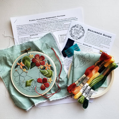 Floral Flourish Beginner Embroidery Kit