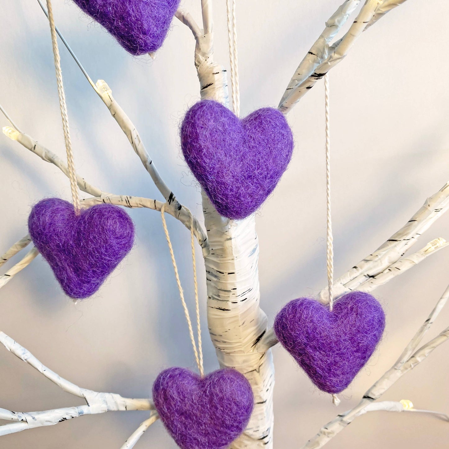 Felt Heart Ornament Singles Purple