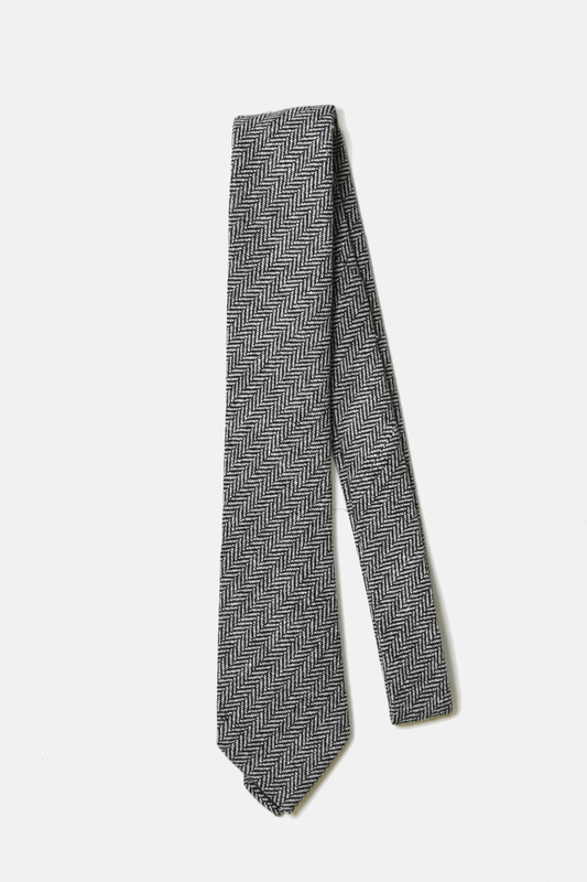 Grey and Black Herringbone Necktie - Men’s Tie From Curated Basics