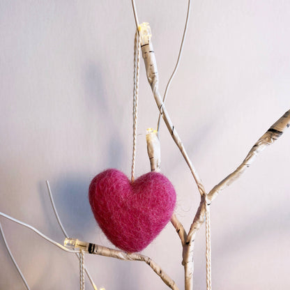 Felt Heart Ornament Singles Pink
