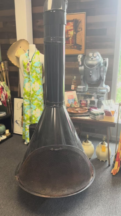 Black Mid Century Modern Cone Fireplace