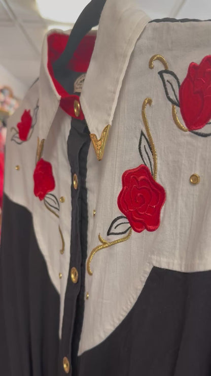 Vintage Western Dress with Roses
